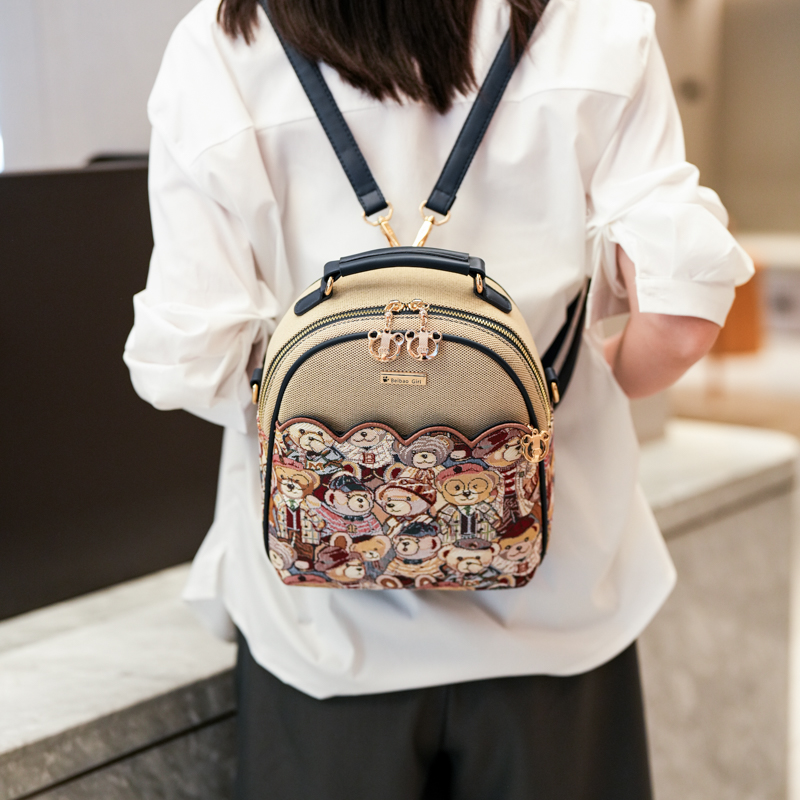 Mini Backpack Women - กระเป๋าเป้สะพายหลังขนาดเล็ก ลายการ์ตูน กระเป๋าใส่เครื่องสำอางสำหรับเดินทาง กระเป๋าเป้นักเรียนต่างชาติ กระเป๋าเป้ลำลองสำหรับผู้หญิง
