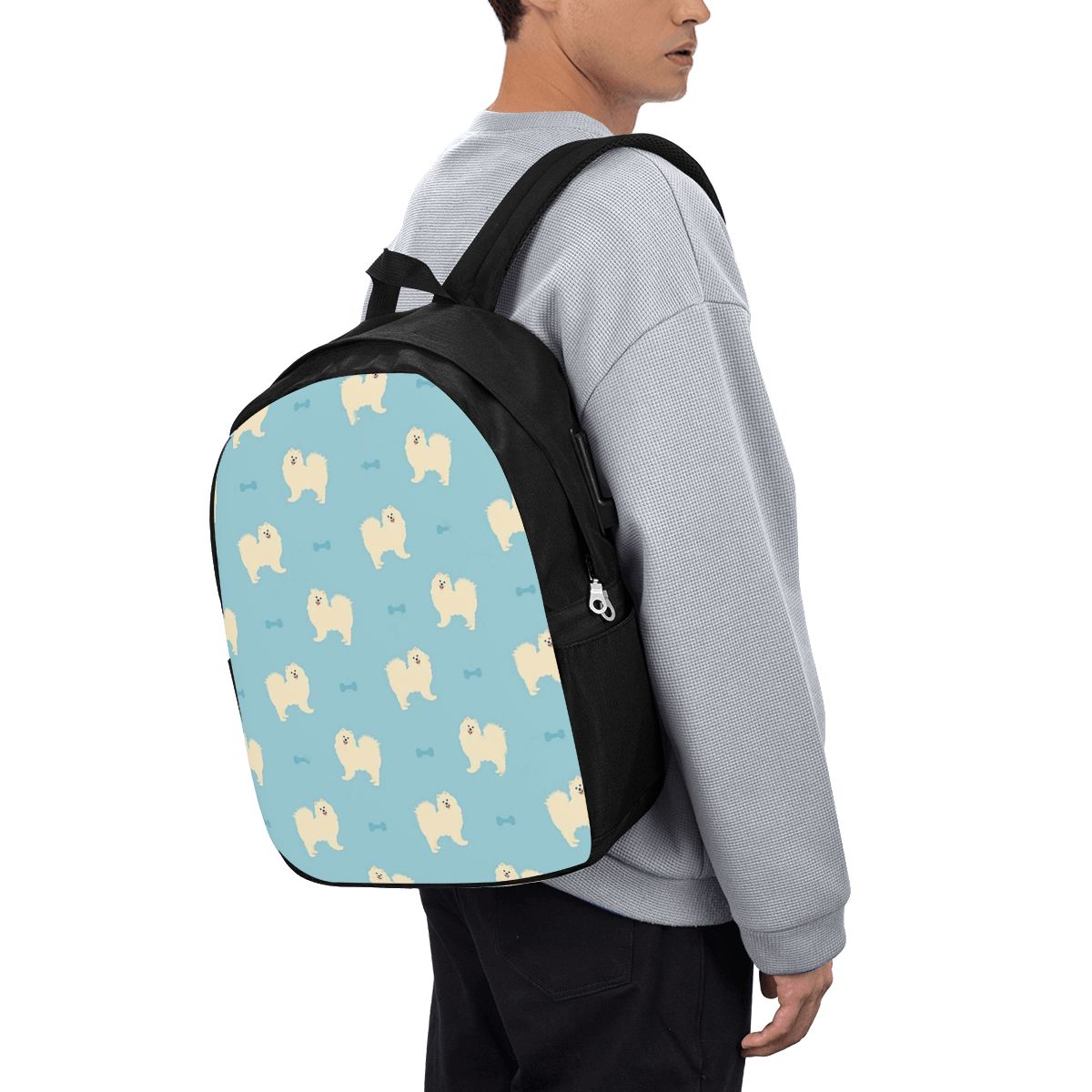 Women Bags College - กระเป๋าเป้สะพายหลังสุนัขพันธุ์ซามอยด์กระเป๋าใส่โน๊ตบุ๊คสำหรับเดินทางคอมพิวเตอร์กระเป๋านักเรียนวิทยาลัยกระเป๋าใส่แล็ปท็อปกระเป๋าสะพายสำหรับผู้ชายผู้หญิง