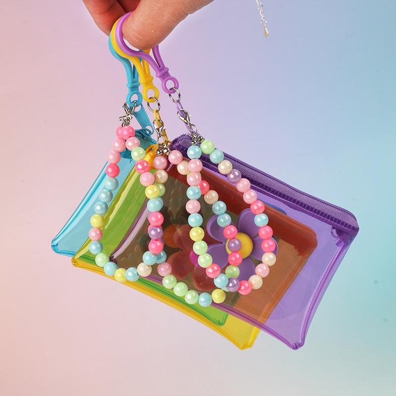 Women Bags Price - กระเป๋าใส่เหรียญแบบพกพาพร้อมสายโซ่ลายดอกไม้ กระเป๋าสตางค์ขนาดเล็กแบบซิป PVC กระเป๋าเก็บของโปร่งใสหลากสี ขายดี