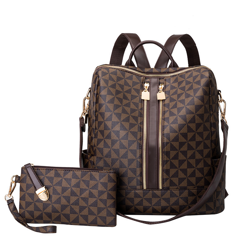 Mini Backpack Women - ชุดกระเป๋าเป้สะพายหลังและกระเป๋าถือ 2 ชิ้นสําหรับผู้หญิง กระเป๋าสะพายข้างไหล่คู่กันน้ํา กระเป๋าเดินทางสตรีส่ง Co