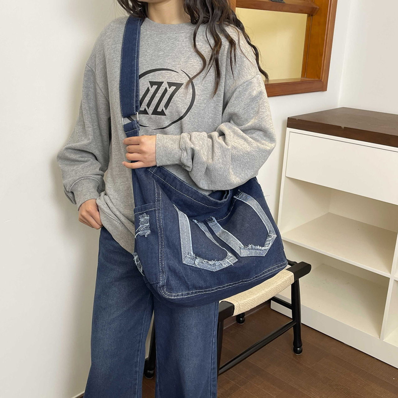 กระเป๋าสะพายข้างผ้ายีนส์วินเทจ - Women Bags Jeans บทวิจารณ์และราคา