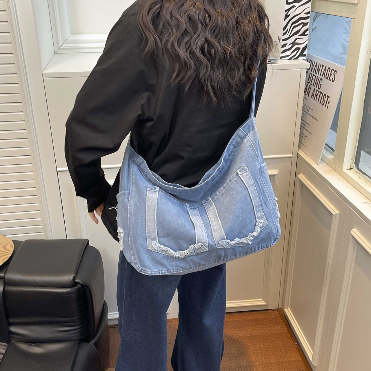 กระเป๋าสะพายข้างผ้ายีนส์วินเทจ - Women Bags Jeans บทวิจารณ์และราคา