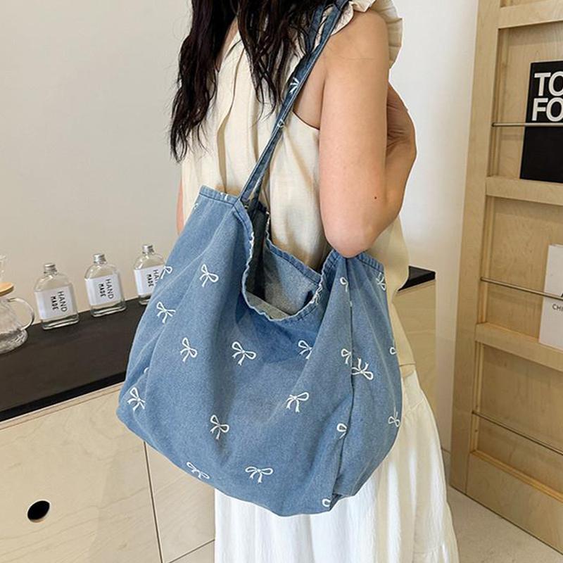 กระเป๋าผ้าแคนวาสลายโบว์สำหรับผ - Women Bags Jeans บทวิจารณ์และราคา