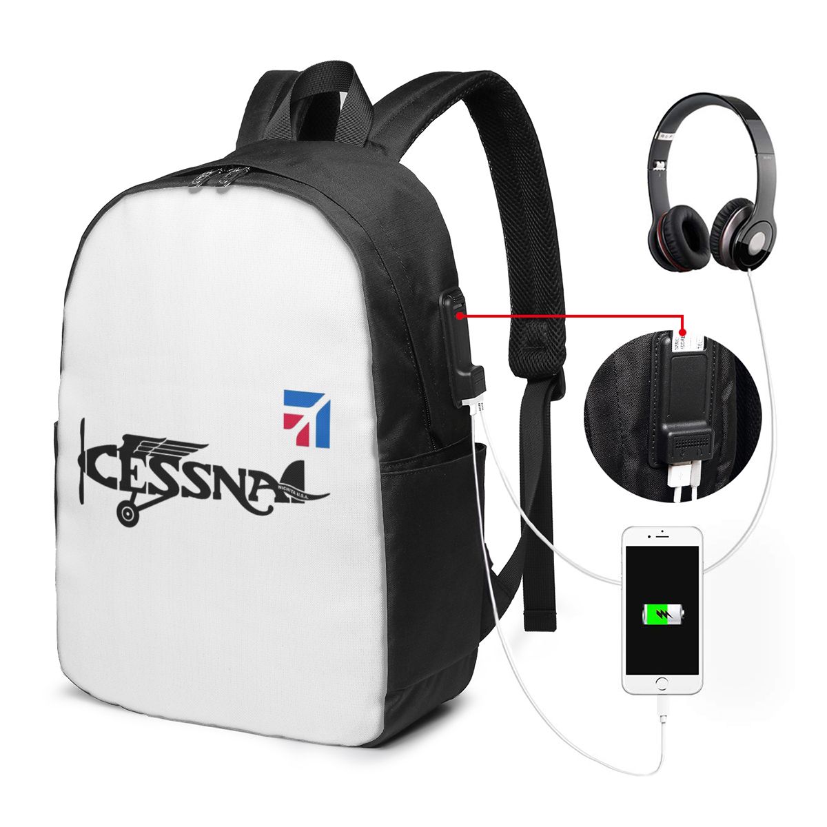 กระเป๋าเป้สะพายหลังโลโก้เซสนาก - Women Bags College บทวิจารณ์และราคา