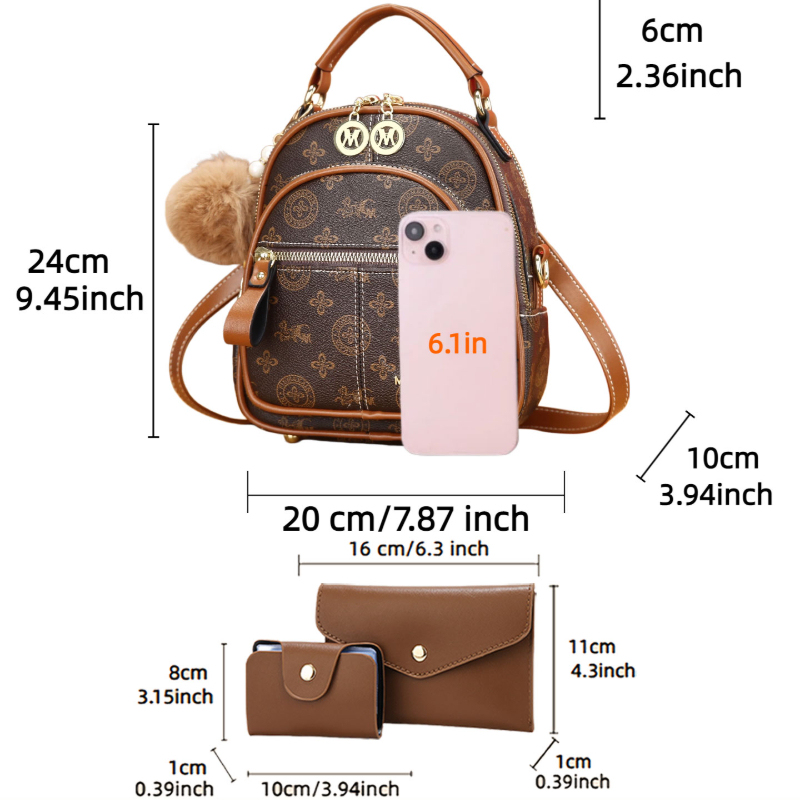 ชุดกระเป๋าผู้หญิง 3 ชิ้น กระเป - Mini Backpack Women บทวิจารณ์และราคา