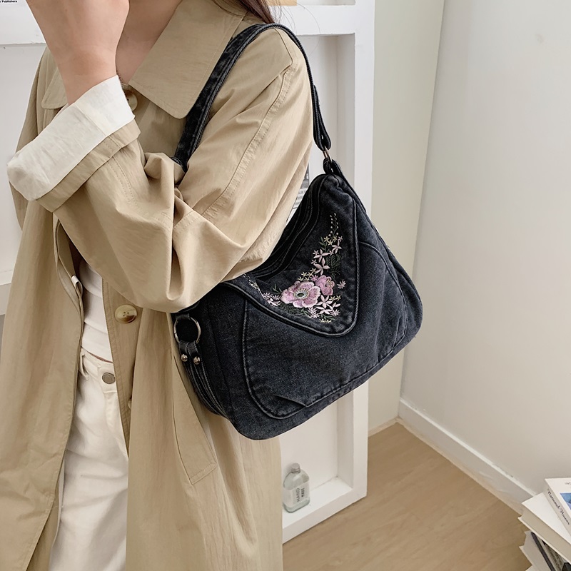 กระเป๋าสะพายข้างผ้ายีนส์วินเทจ - Women Bags Jeans บทวิจารณ์และราคา