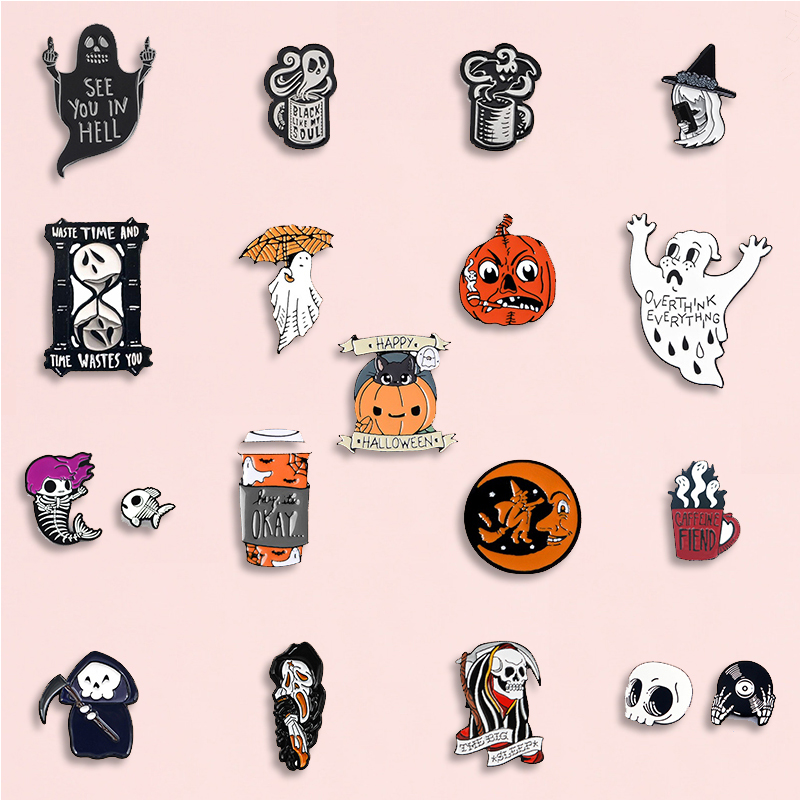 Happy Halloween Enamel Pin Tri - Women Bags Jeans บทวิจารณ์และราคา
