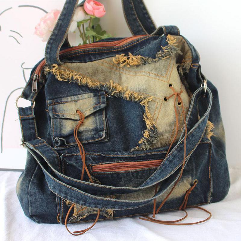 กระเป๋าสะพายข้างยีนส์สไตล์วินเ - Women Bags Jeans บทวิจารณ์และราคา