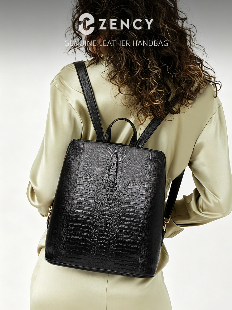 กระเป๋าเป้สะพายหลังหนังจระเข้ส - Mini Backpack Women บทวิจารณ์และราคา