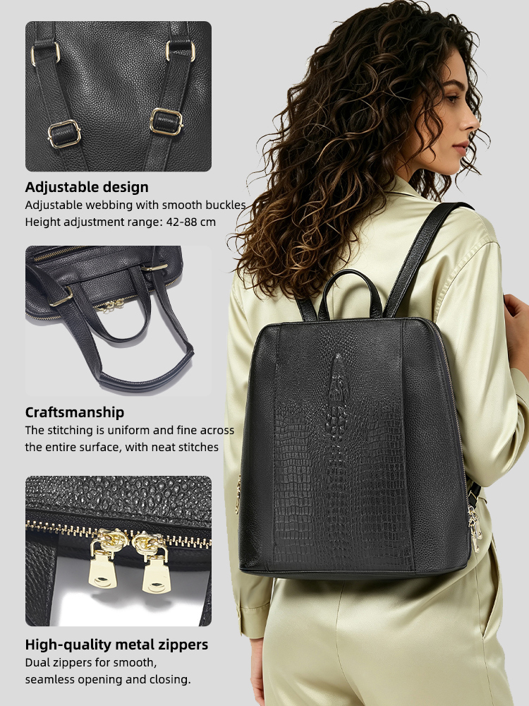 กระเป๋าเป้สะพายหลังหนังจระเข้ส - Mini Backpack Women บทวิจารณ์และราคา